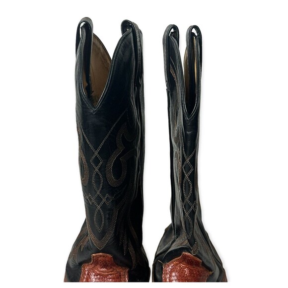 Tony Lama Exotic Lizard Western Cowboy Boots Men’s Sz 10 EE Black Brown Vintage main image 12